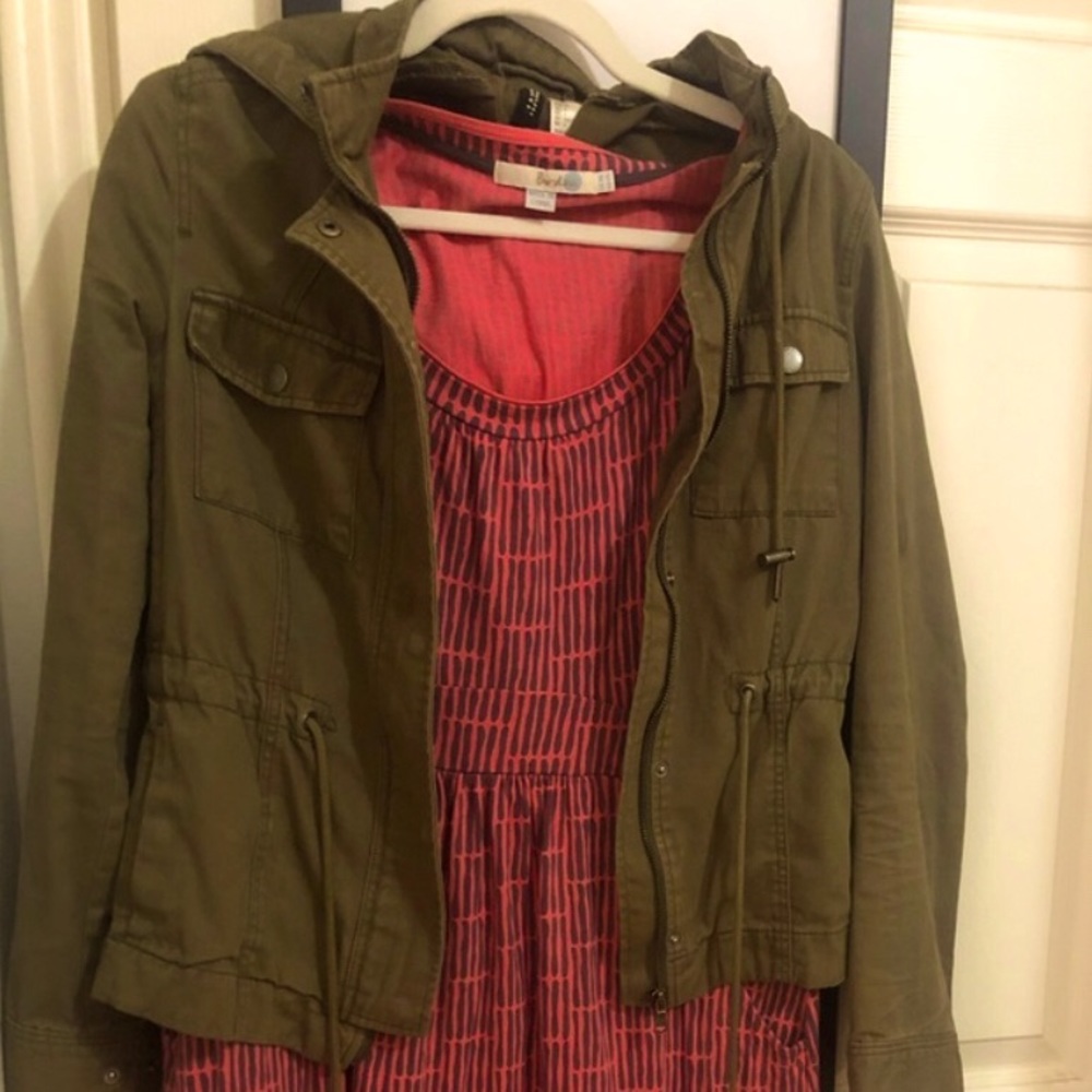 H&M “Divided” Green Military Jacket with Hood and pockets